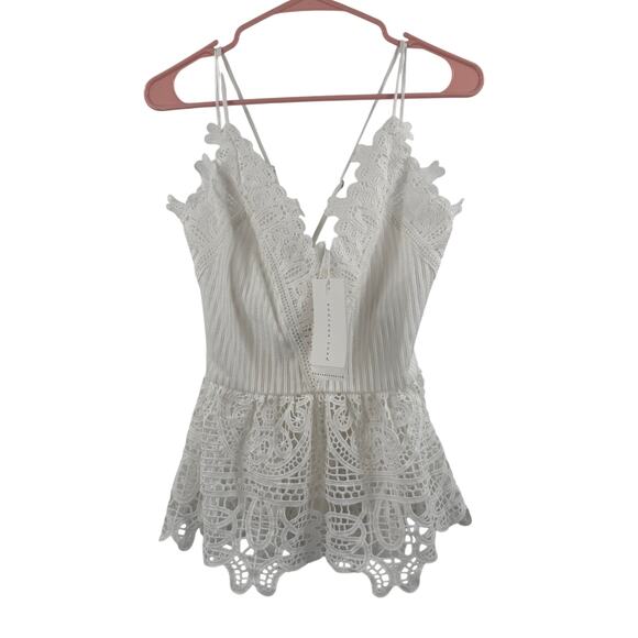 Endless Rose Tank Size Large NWT White Peplum Top Bachelorette Bridal Party - Picture 1 of 15